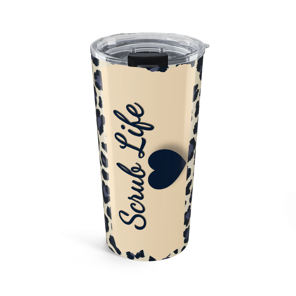 20oz Stainless Tumbler – "Scrub Life" Leopard Print Medical Nurse Travel Cup