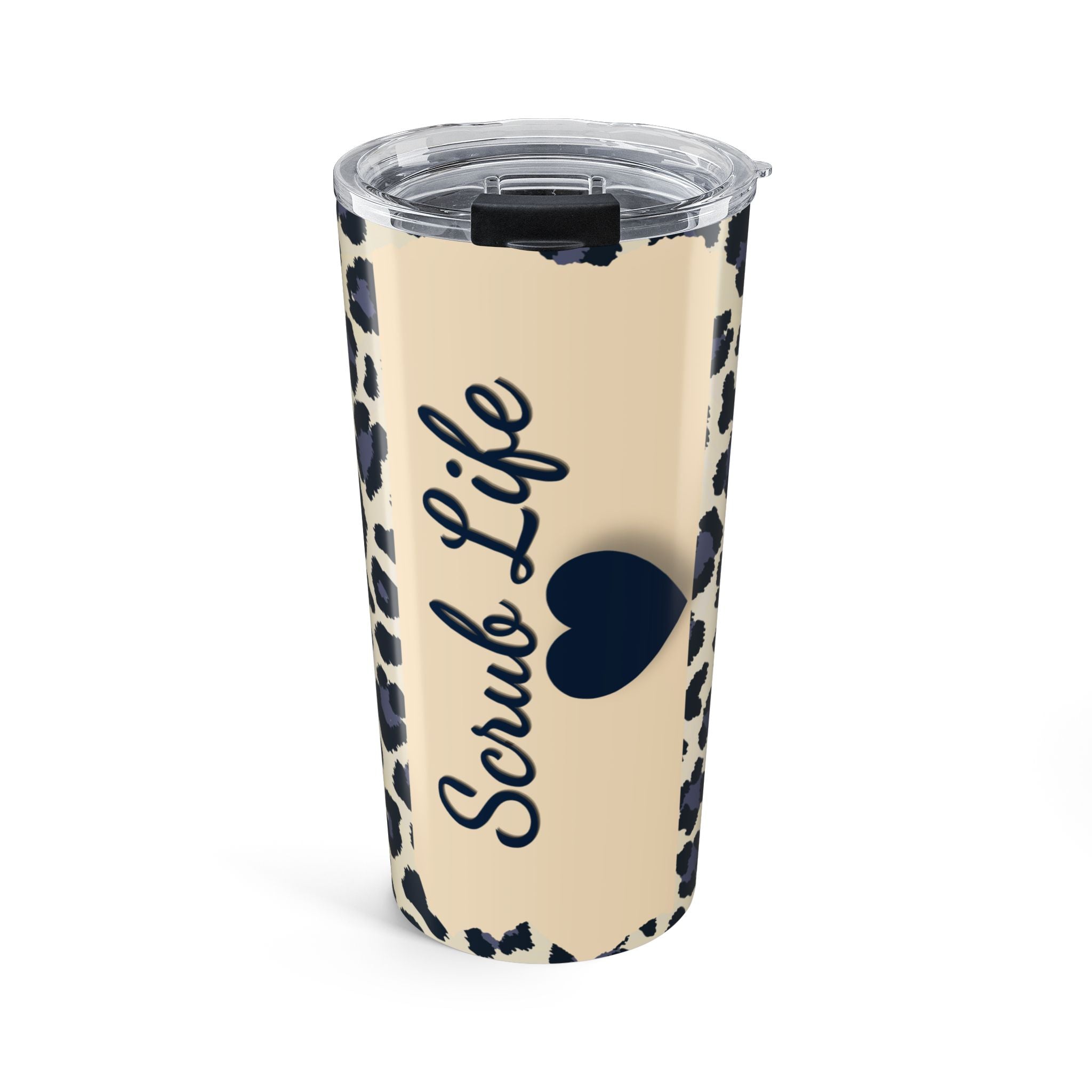 20oz Stainless Tumbler – "Scrub Life" Leopard Print Medical Nurse Travel Cup