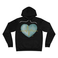 Heartbeat Heart Hoodie — Nurse Gift, Teal Watercolor Heart with Gold EKG Line