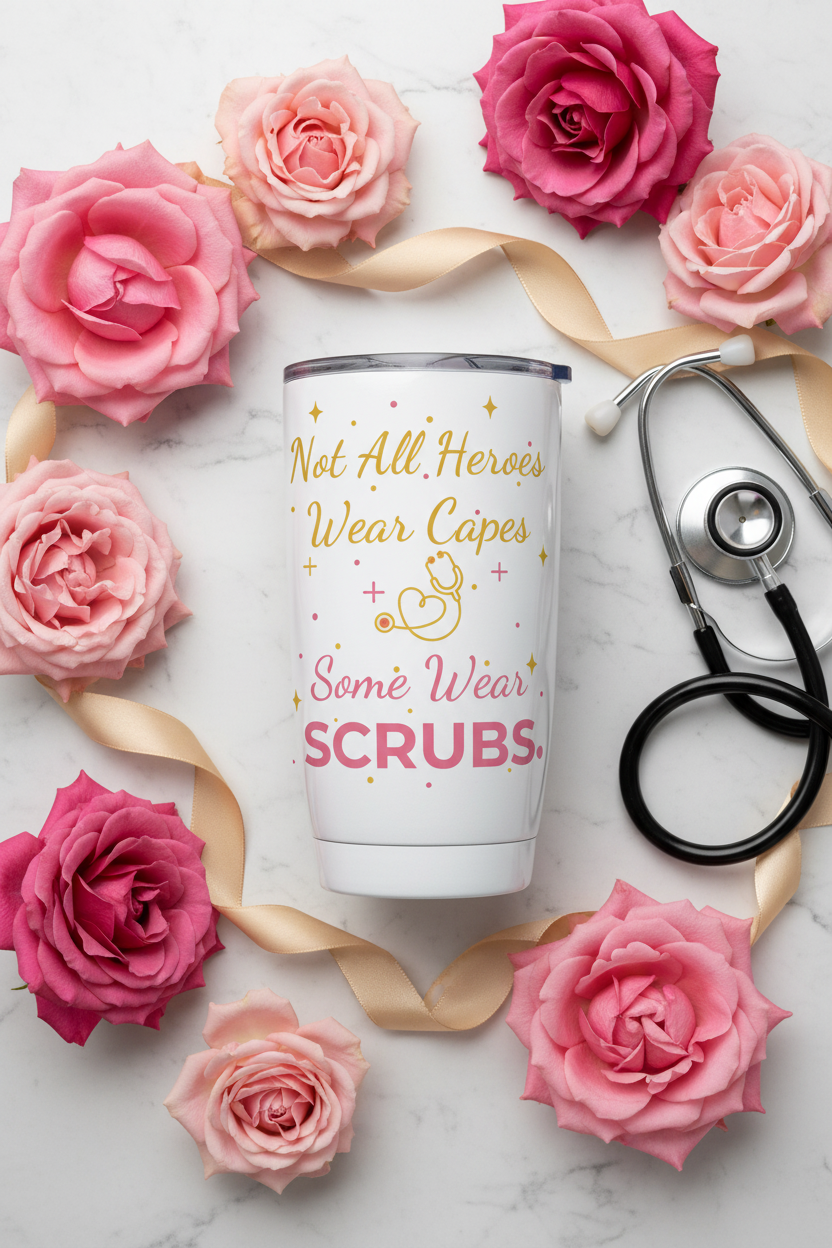 Not All Heroes Wear Capes Some Wear Scrubs 20oz Tumbler — Nurse Gift, Nurses Week